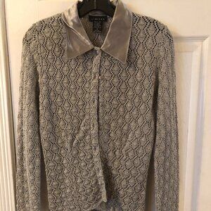 Made in Italy Shimmer Button Down Collar Sweater